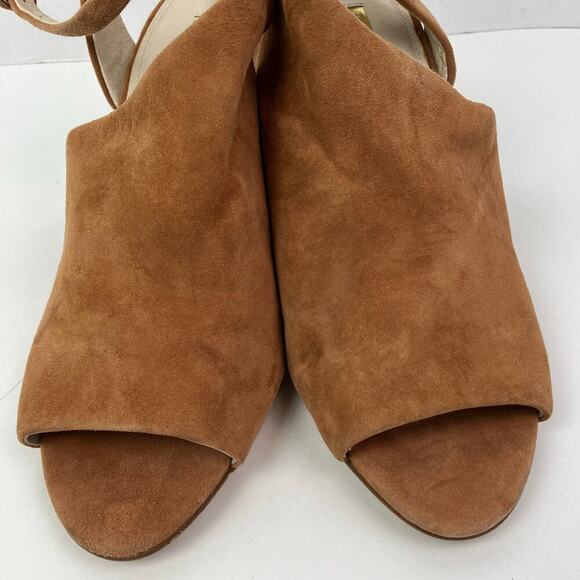 Louise Et Cie Sz 8 Kyvie Cinnamon Suede Sandals Ankle Straps Structured Heel - Picture 6 of 16